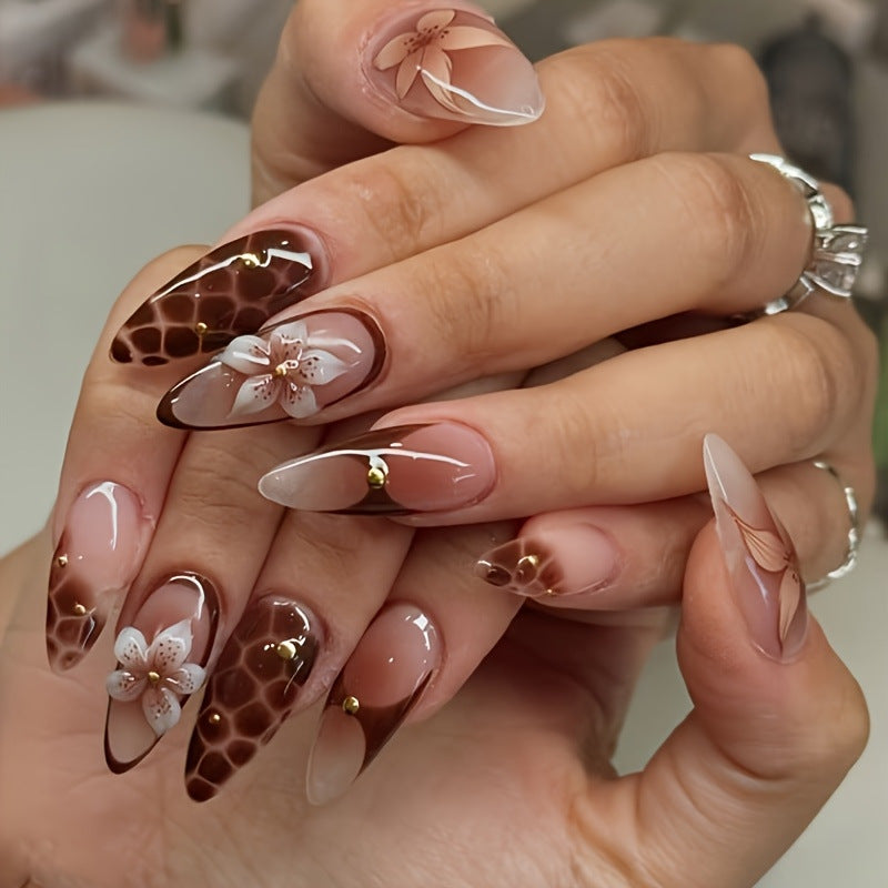Decorative Floral Long Nail Set Acalora