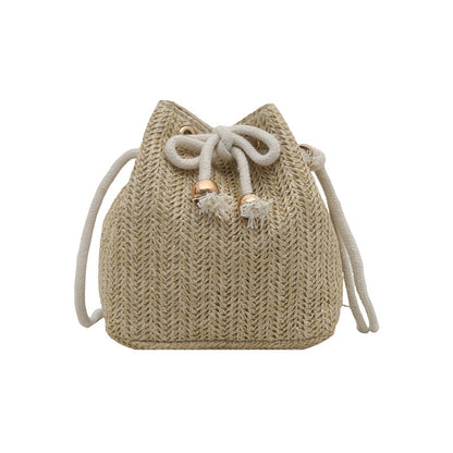 Bohemian Straw Bucket Bag Acalora
