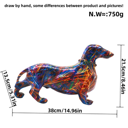 Colorful decoration figure of a dachshund in graffiti style Acalora