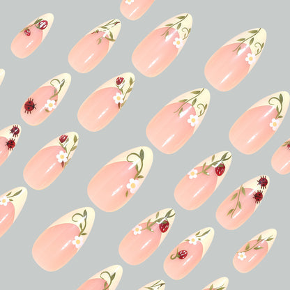 Artistic Floral Stiletto Nail Tips Acalora
