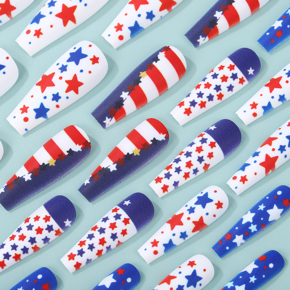 Artificial nails with patriotic star design Acalora