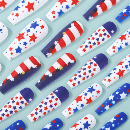 Artificial nails with patriotic star design Acalora