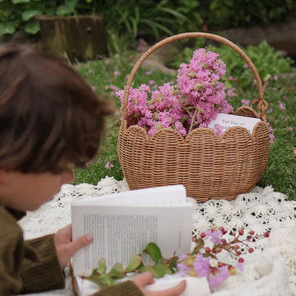 Scalloped Edge Woven Storage Basket Acalora