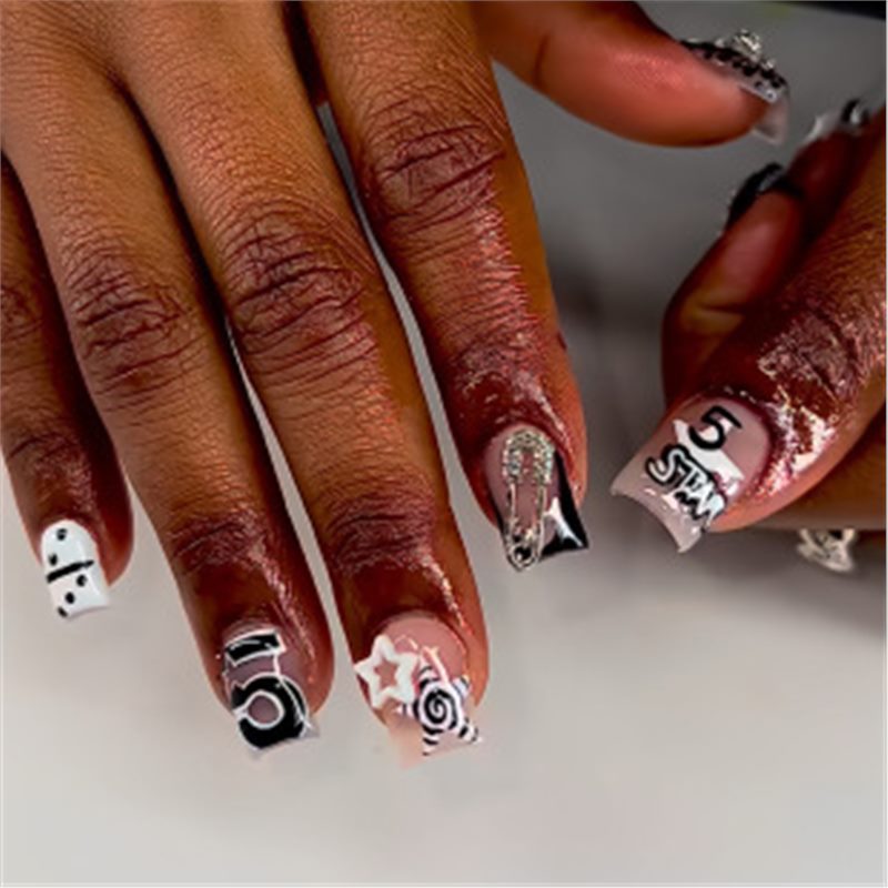 Artistic Press-On Nail Set with Premium Embellishments Acalora
