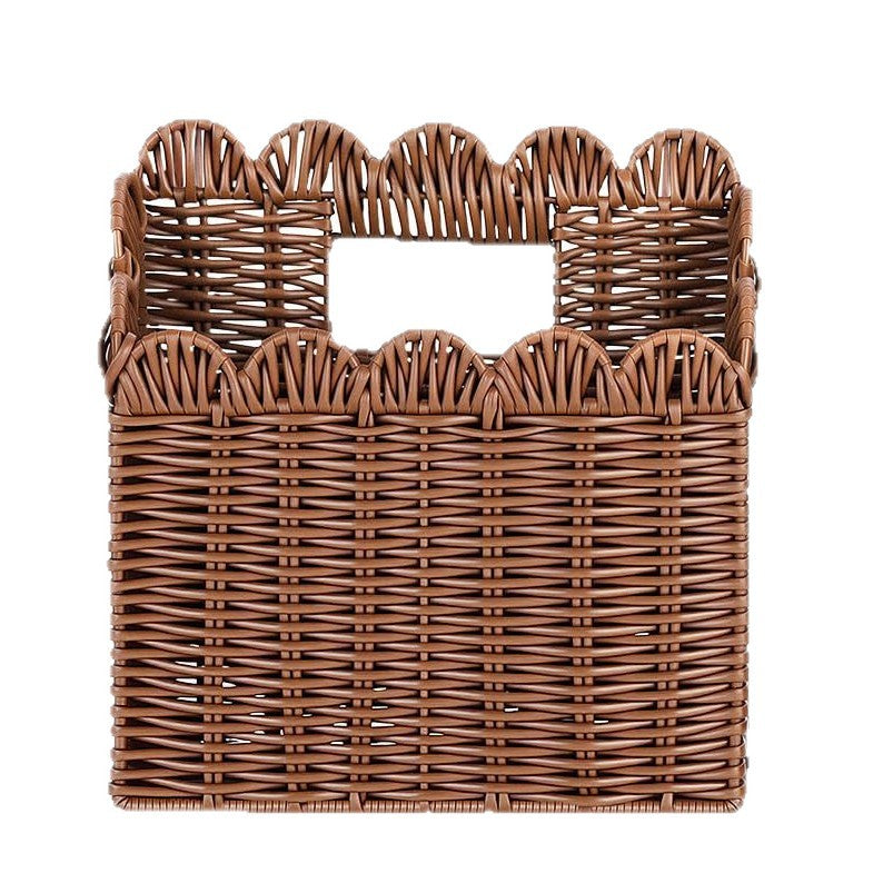 Handcrafted storage basket with curved edge Acalora