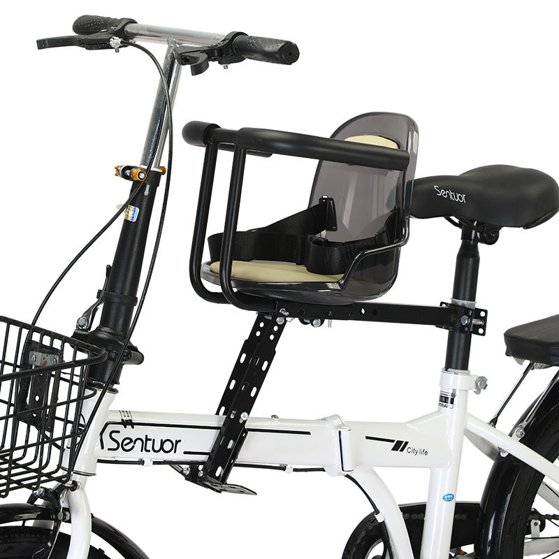 Front-Mounted Padded Child Bicycle Seat with Safety Harness and Adjustable Universal Mount Bowlift