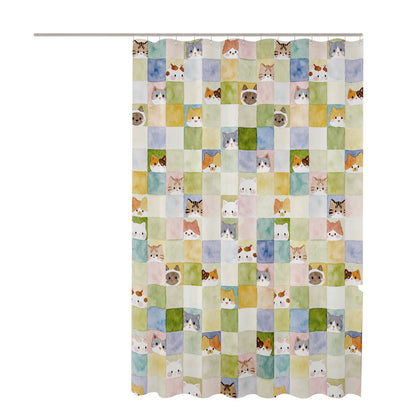 Watercolor Cat Print Shower Curtain