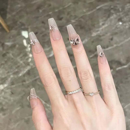 Art nail set with filigree decorations and glamorous accents Acalora