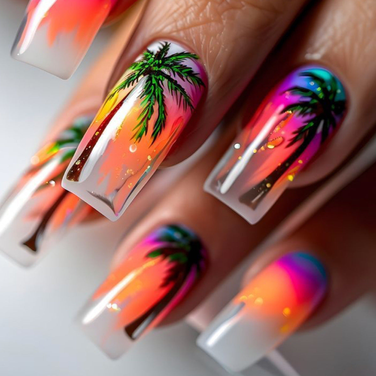 Tropical Sunset Nail Art Acalora