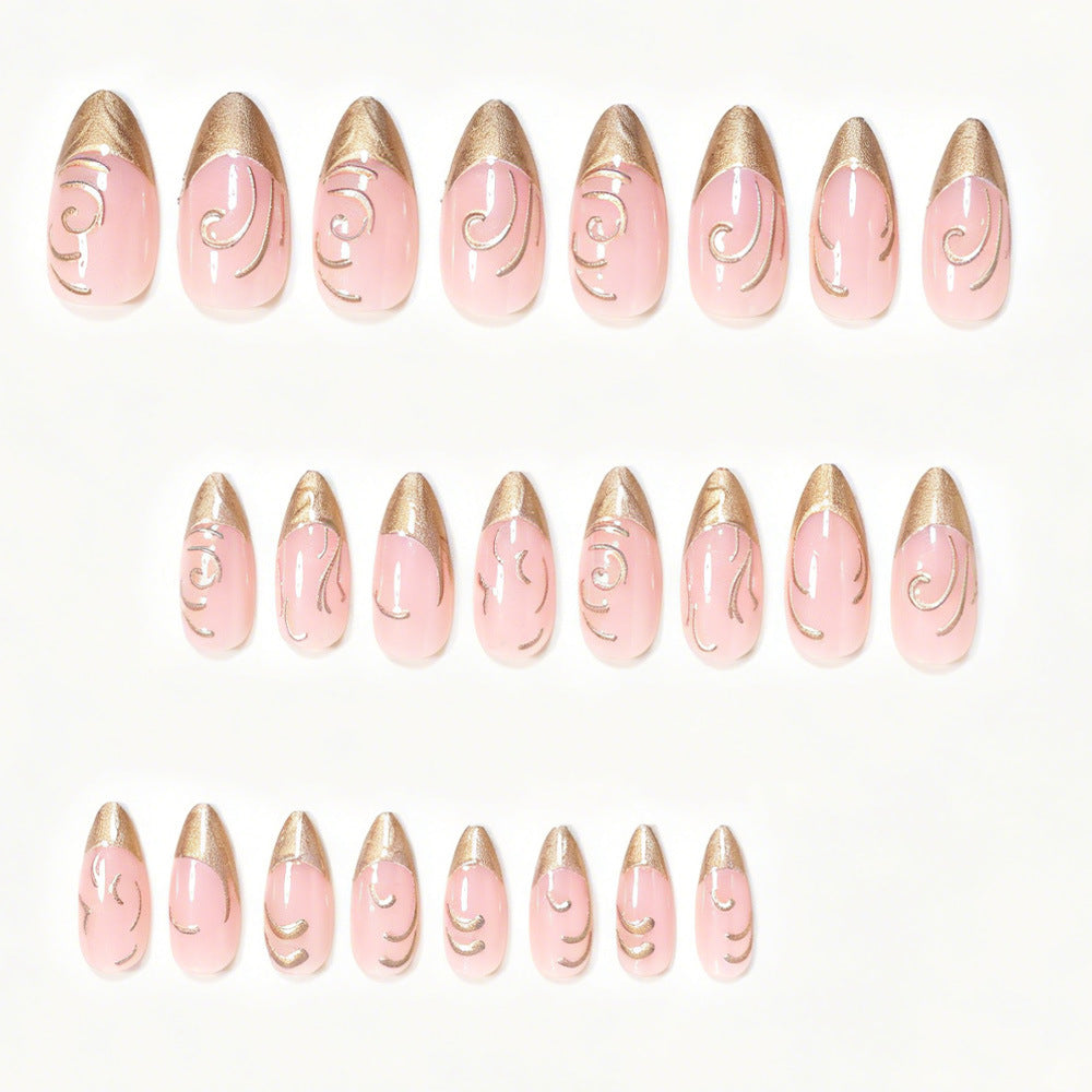 Elegant Gold Accented Press-On Nail Art Acalora