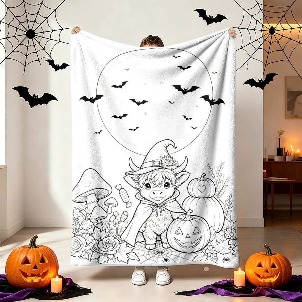 Unisex Cozy Halloween-Themed Throw Blanket