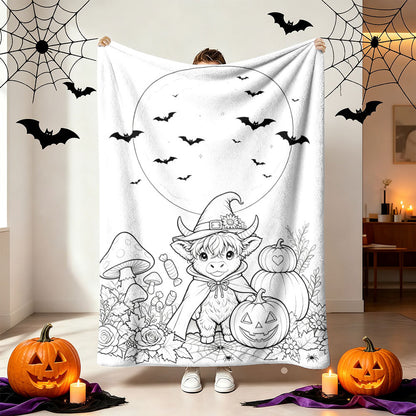 Unisex Cozy Halloween-Themed Throw Blanket