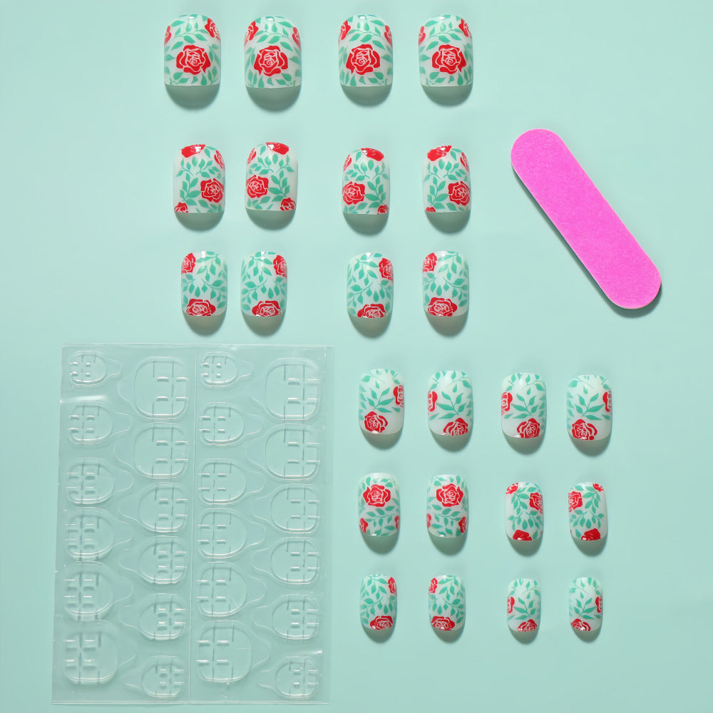 Artificial nails with romantic rose pattern Acalora