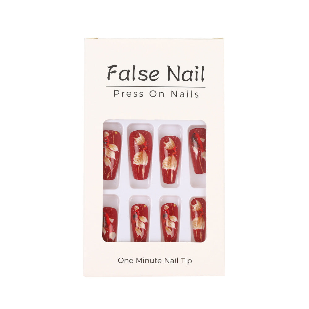 Artificial nail tips with floral accents Acalora