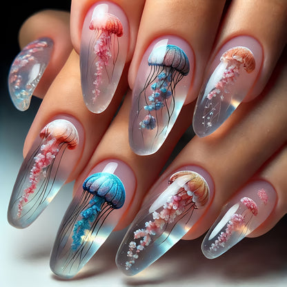 Artistic Jellyfish Design Nail Art Acalora