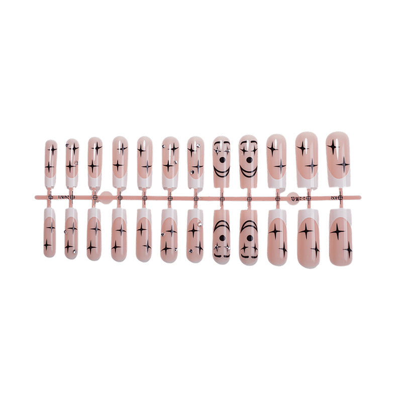 Artistic Press-On Nail Set with Unique Star and Graphic Designs Acalora