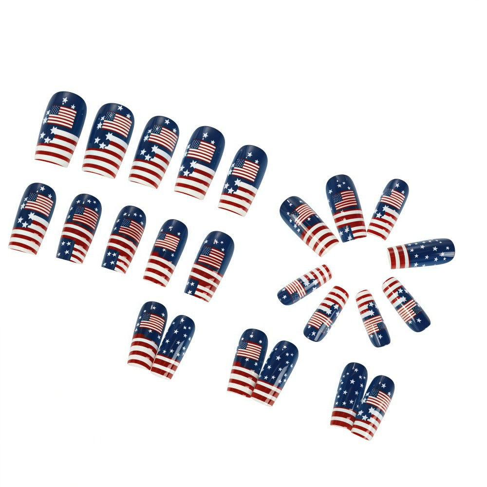 Artificial nails with patriotic flag motif Acalora