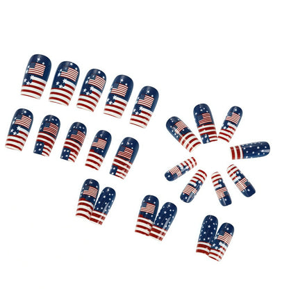 Artificial nails with patriotic flag motif Acalora