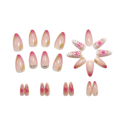 Artificial nails with floral and glamorous accents Acalora