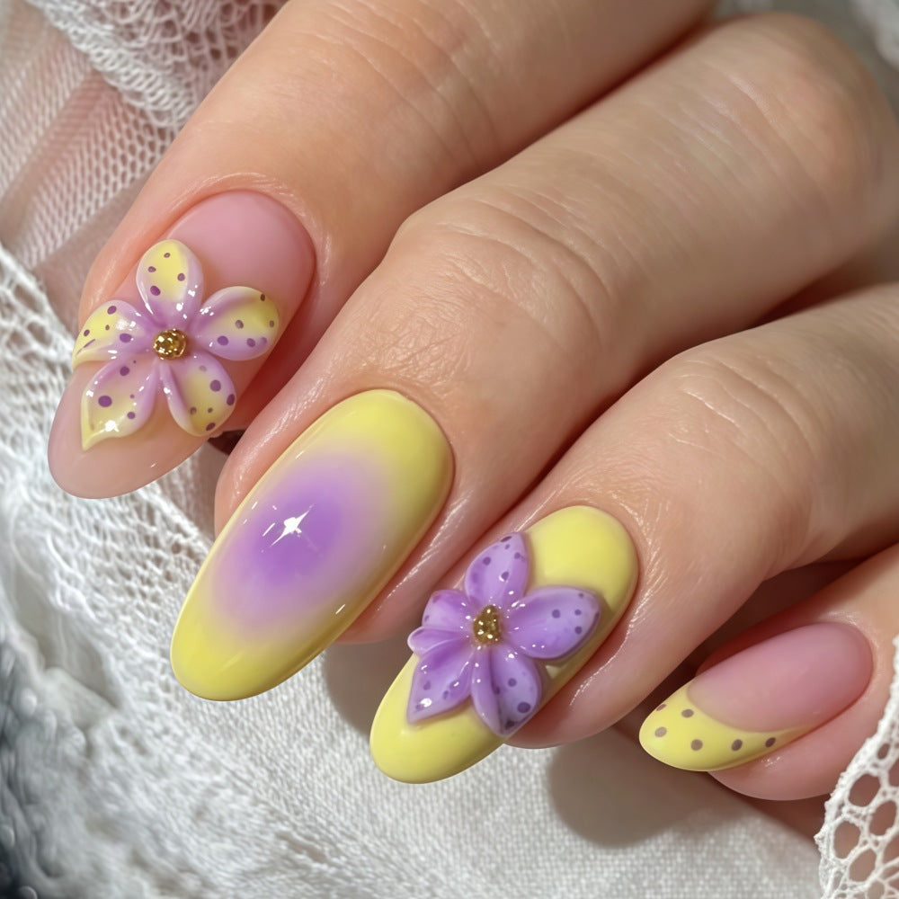 Premium Artificial Nails with intricate floral decorations Acalora