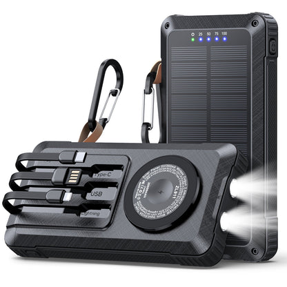 Solar Powerbank with Multifunctional LED Light and Integrated Charging Cable Bowlift