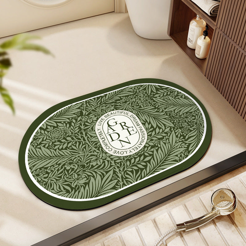 Oval Floral Bath Mat