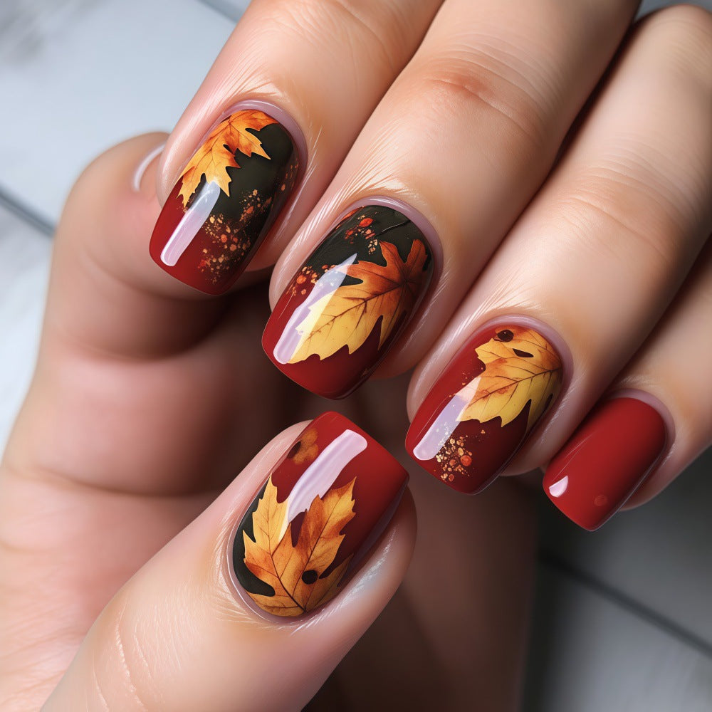 Artificial nails with autumn leaf design Acalora