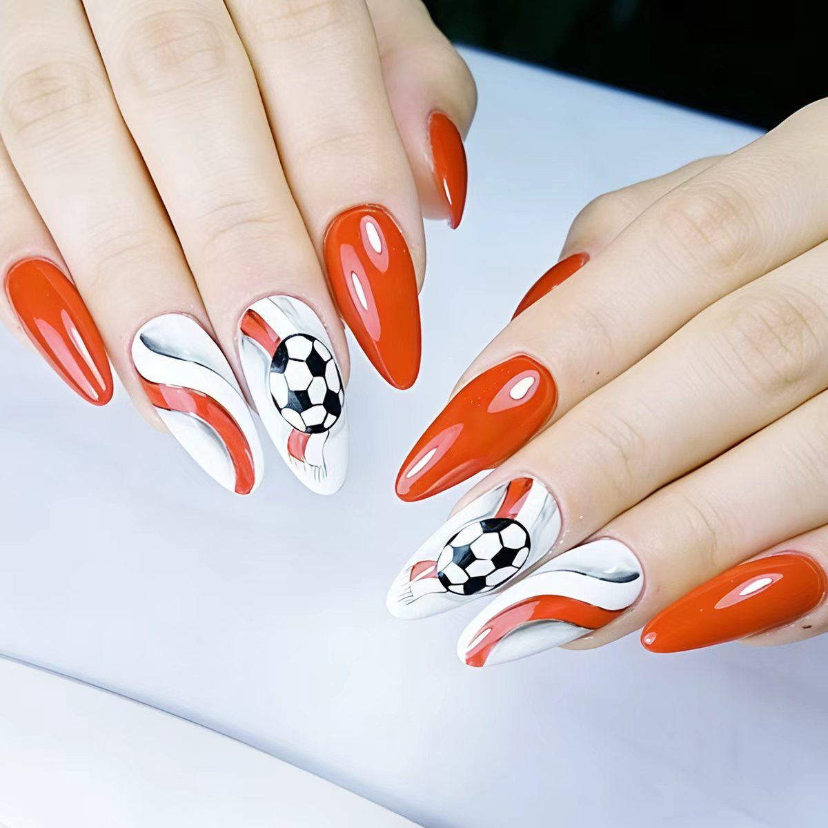 Sporty Soccer-Themed Nail Art Acalora