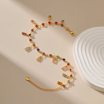 Colorful Gemstone Charm Anklet Acalora