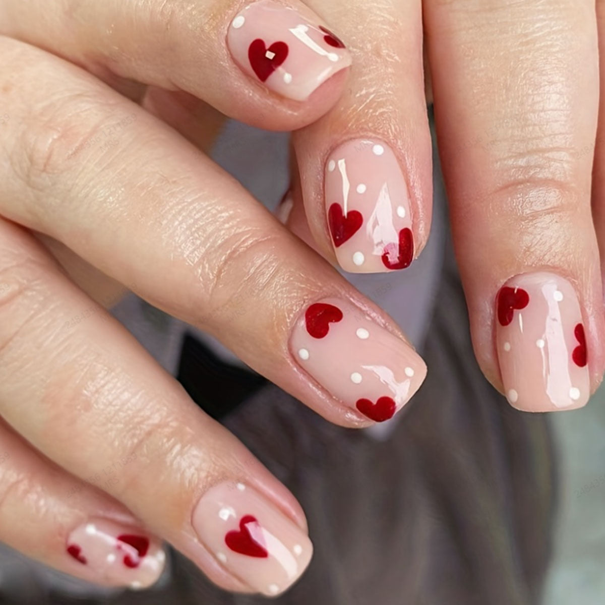 Artistic Heart Embellished Press-On Nails Acalora
