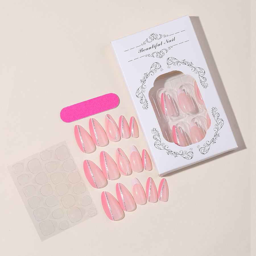 Elegant Press-On Nail Art Set with Butterfly and Glitter Accents Acalora