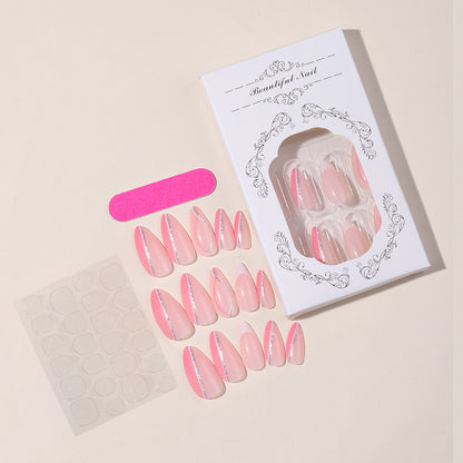 Elegant Press-On Nail Art Set with Butterfly and Glitter Accents Acalora