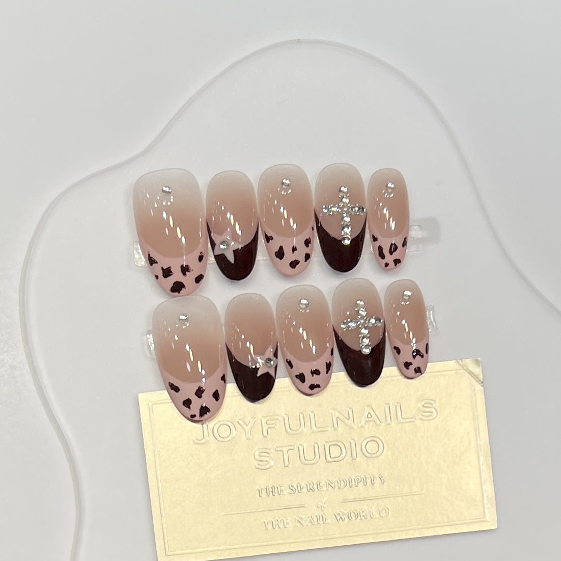 Elegant Stiletto Press-On Nail Set with Decorative Accents Acalora