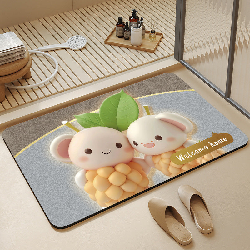 Whimsical Cabbage-Themed Welcome Mat Acalora