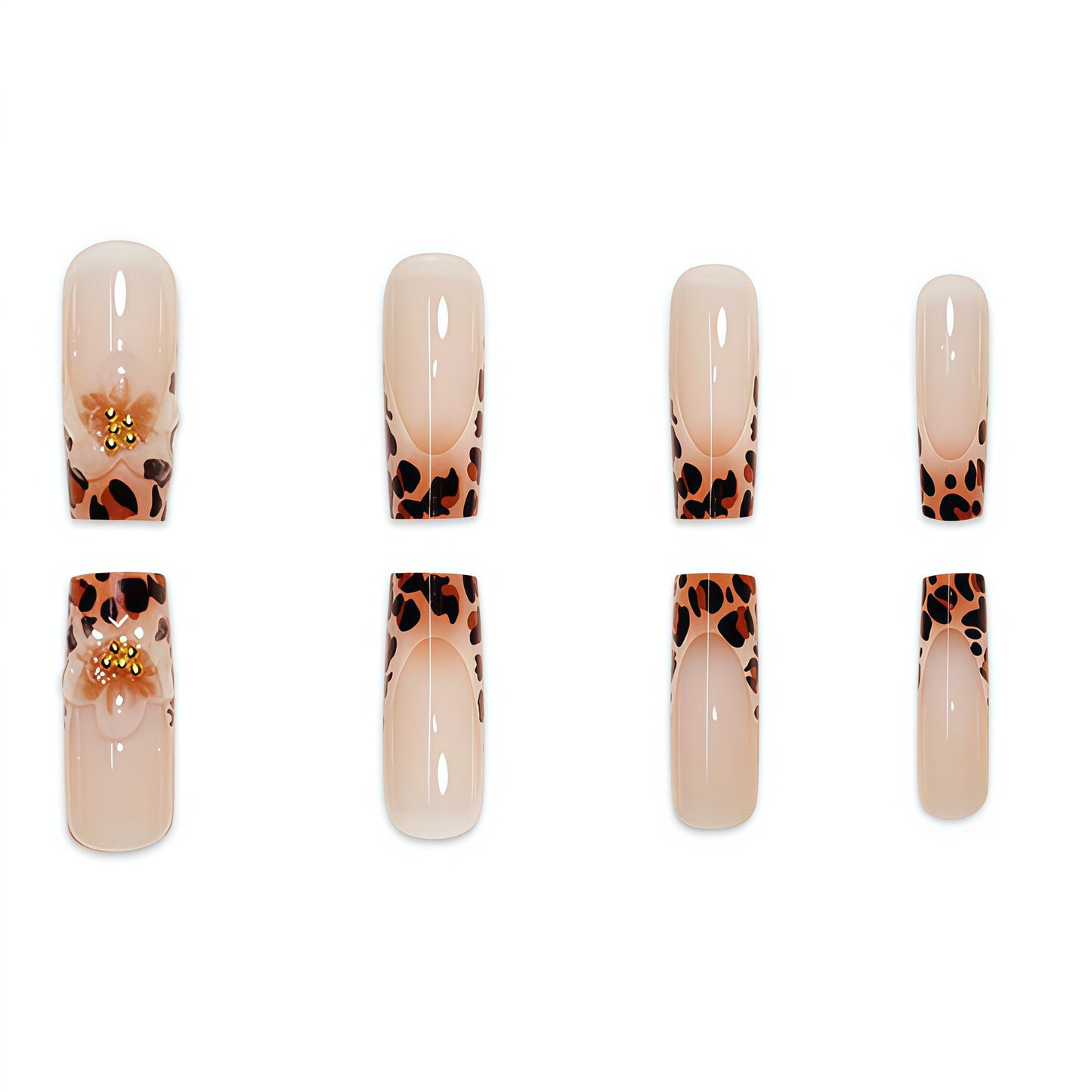 Premium Decorative Press-On Nail Art with Leopard Print Accents Acalora