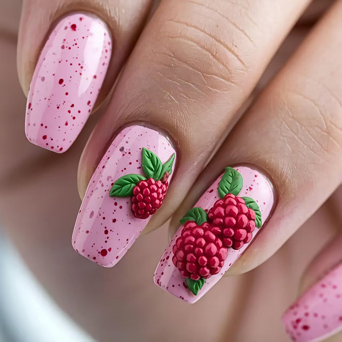 3D Raspberry Nail Art Acalora