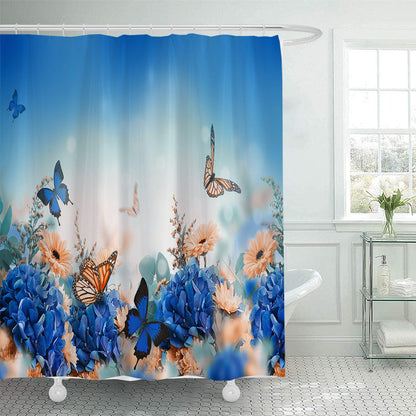 Butterfly-Inspired Floral Shower Curtain