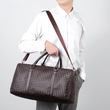 Woven Leather Travel Duffle Bag Acalora