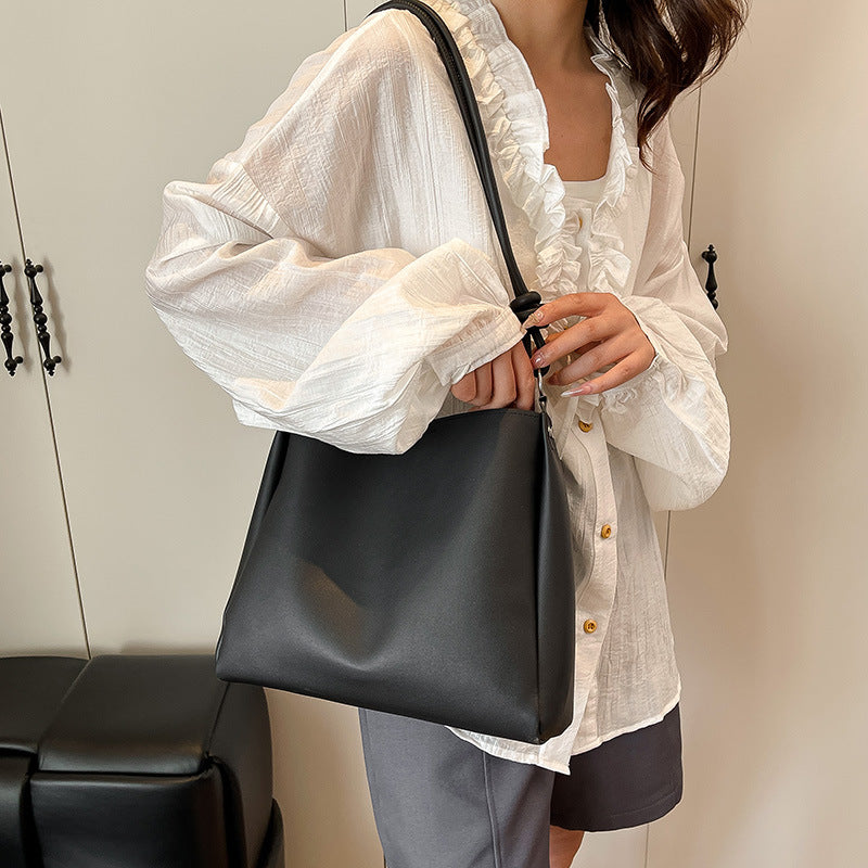 Minimalist Faux Leather Hobo Bag Acalora
