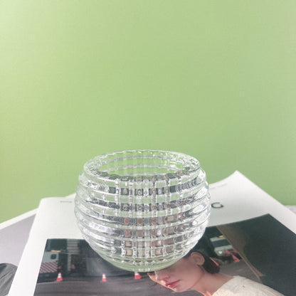 Round Ribbed Glass Votive Candle Holder for Tealights Acalora