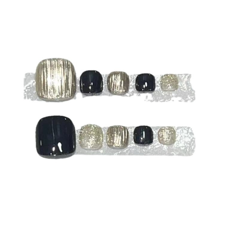 Press-On Nail Art Set with Elegant Metallic and Glitter Accents Acalora