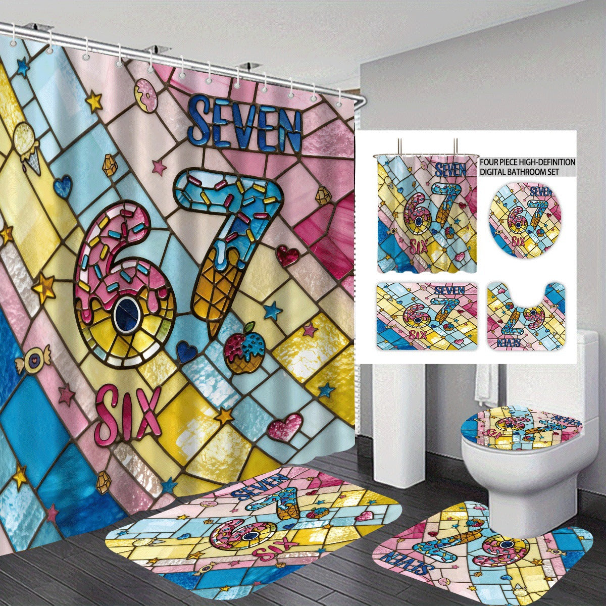 Colorful Dessert-Themed Bathroom Set