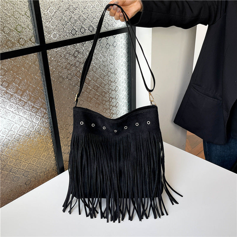 Fringe Suede Crossbody Bag Acalora