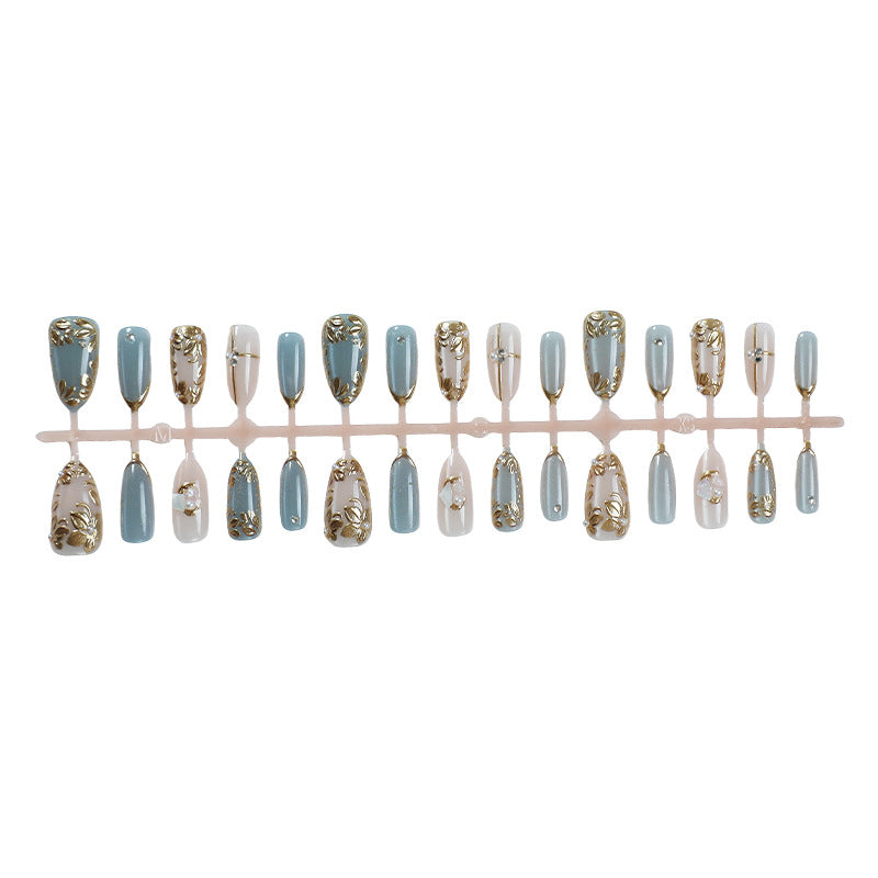 Decorative Press-On Nail Collection with Floral Accents Acalora