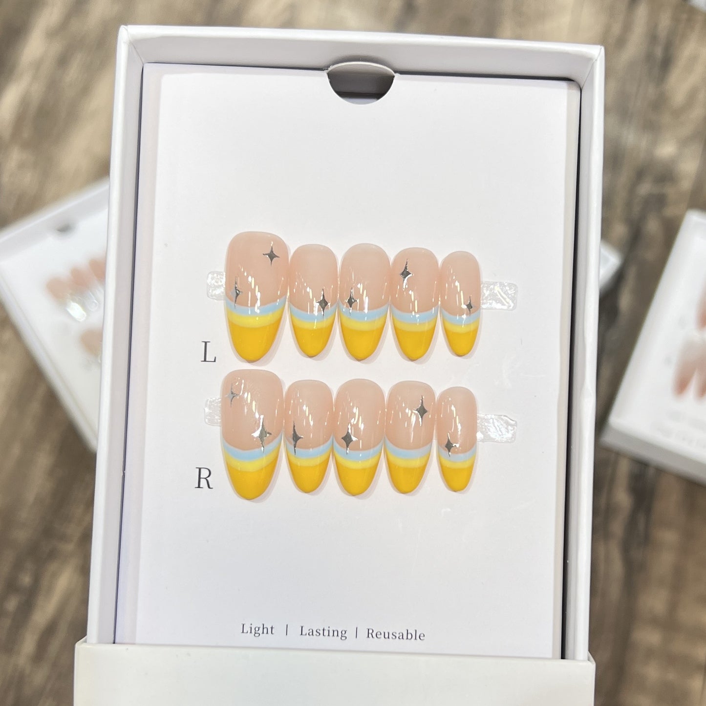Stylish Press-On Nail Set with Unique Colorful Design Acalora