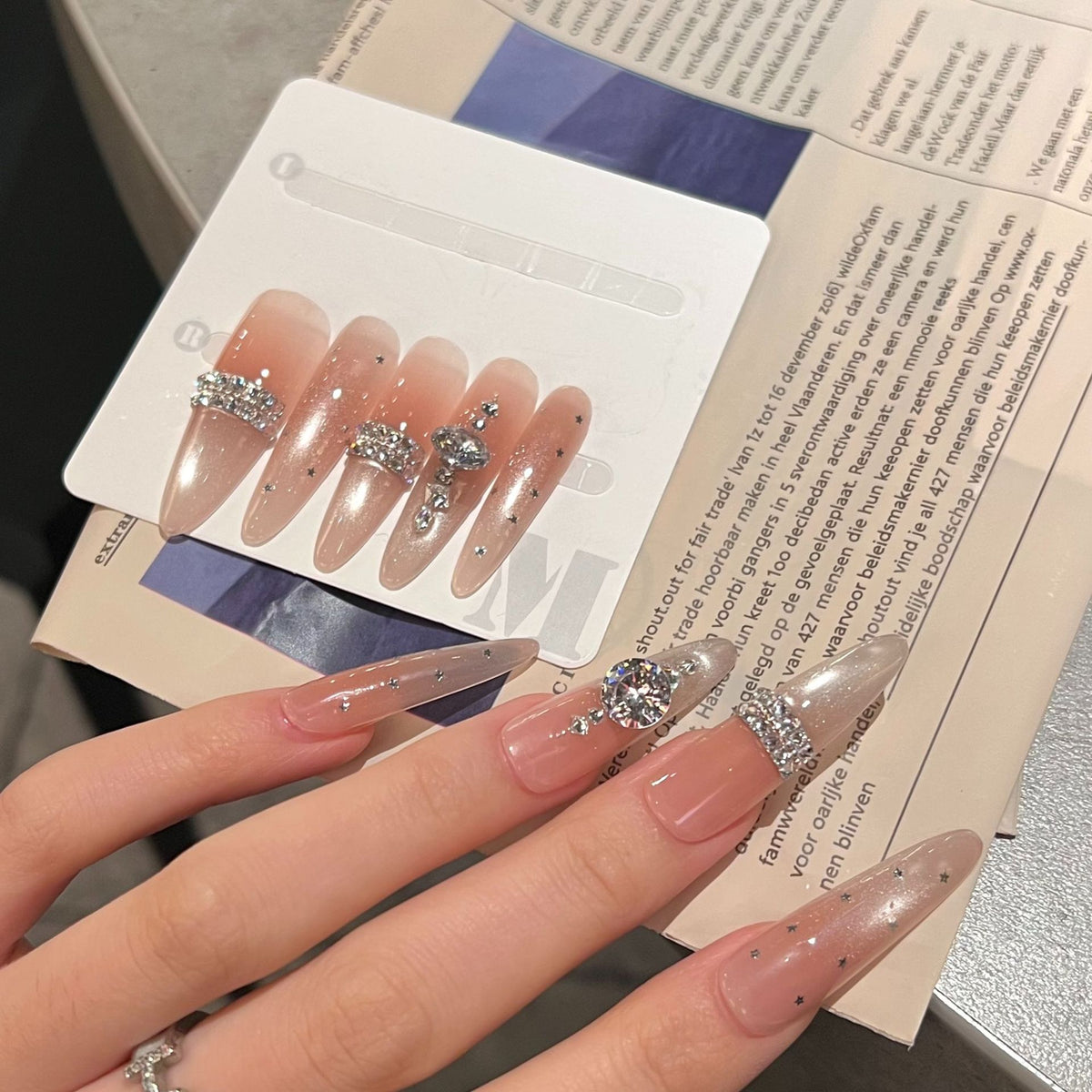 Artistic Stiletto Press-On Nail Set with Charming Patterns Acalora