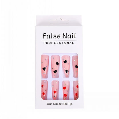 Glamorous artificial nails with heart accents Acalora