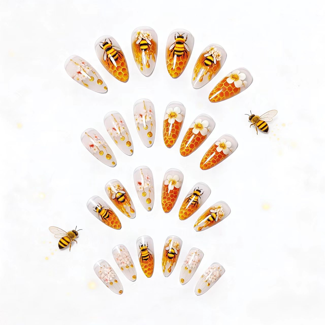 Floral Honeycomb Nail Art Acalora