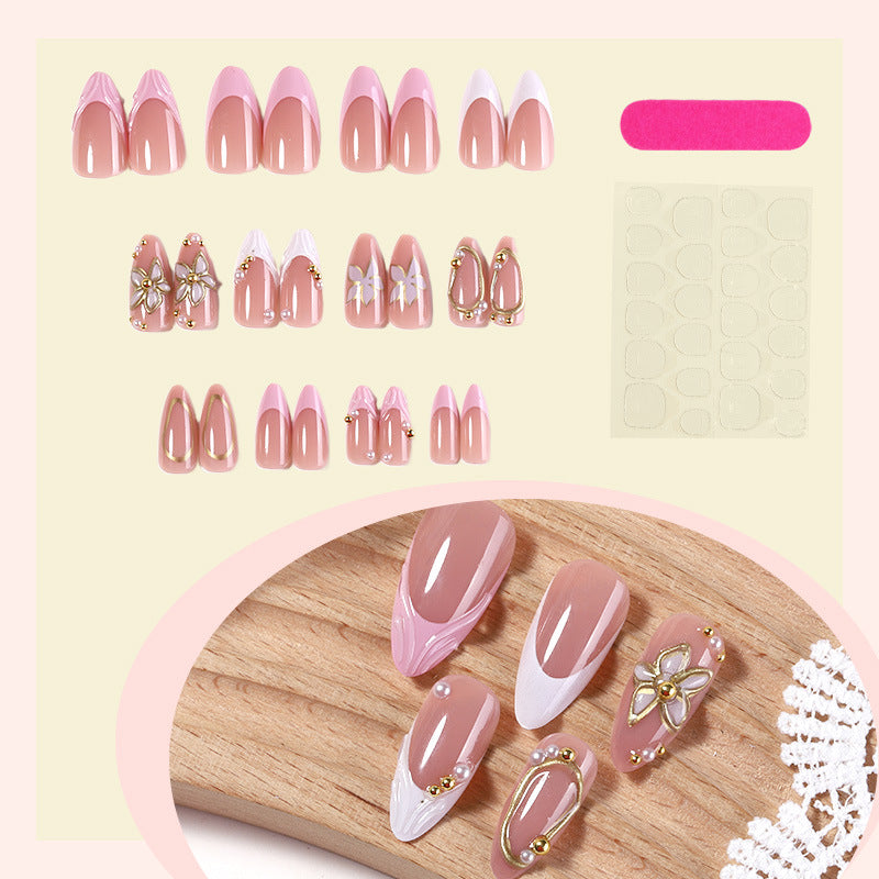 Decorative Press-On Nail Set with Floral Designs Acalora