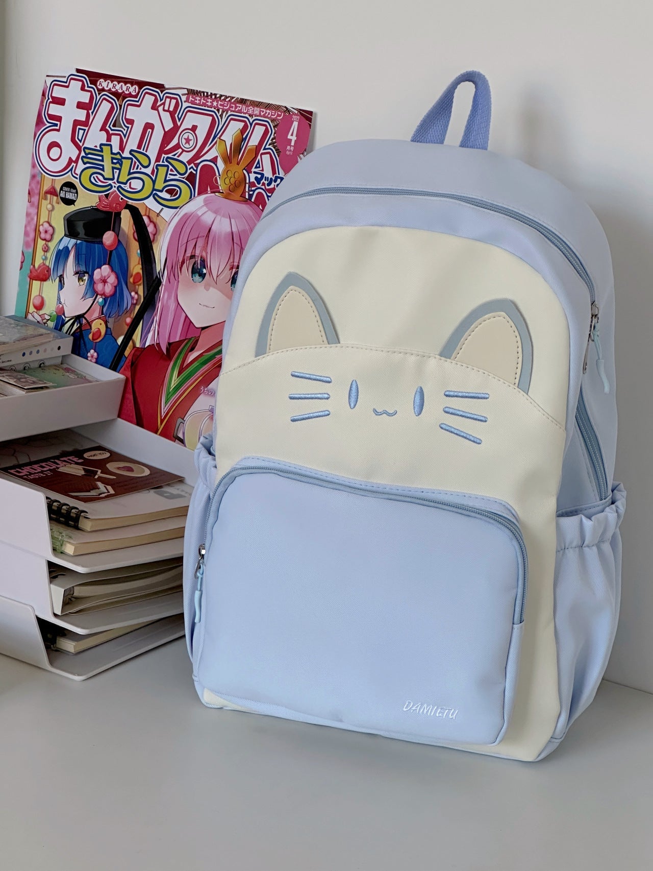 Cat-Embellished Lightweight School Backpack